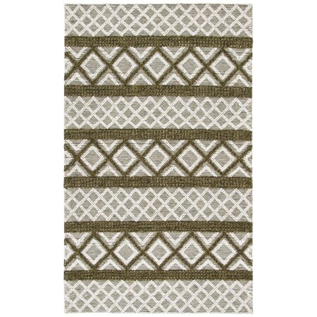 Flowers First 3 x 5 ft. Vermont Global Rectangle Hand Woven Rug Ivory & Dark Green FL1881676